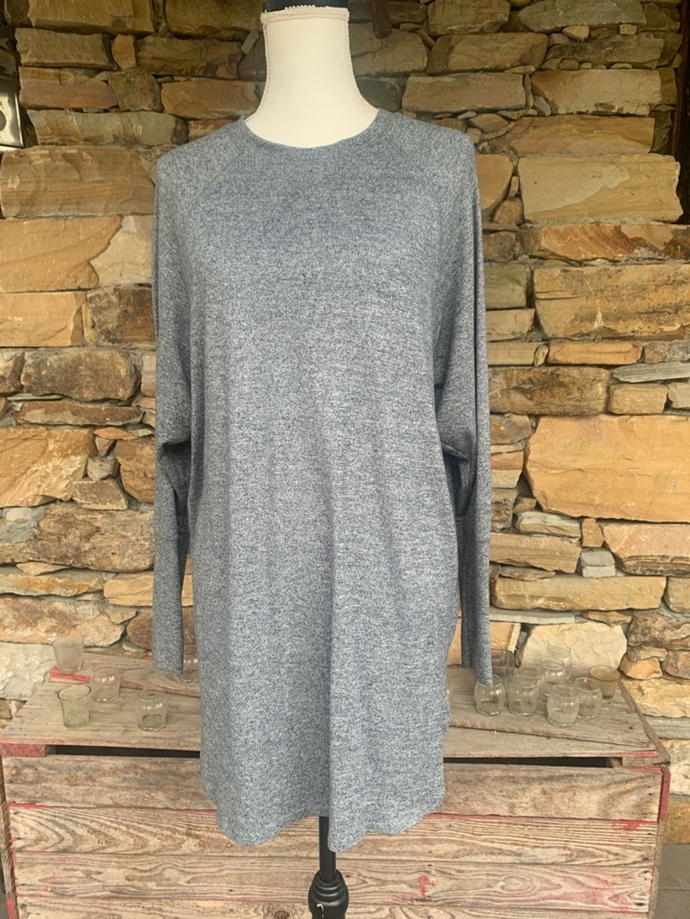 Mono B Grey Heathered Knit Top
